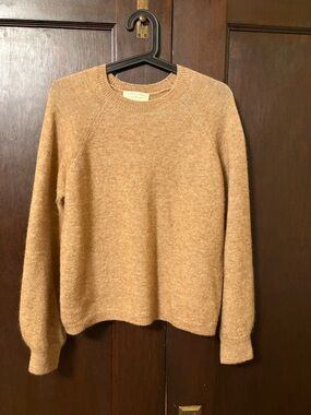 Sezane Camel Crewneck Sweater in Warm Tan